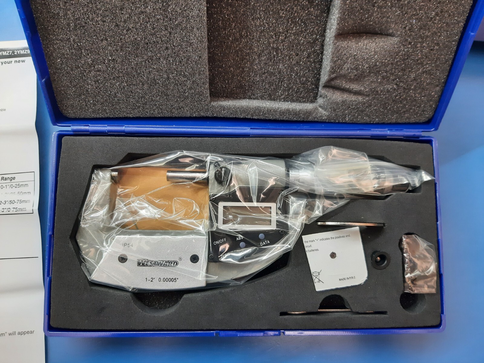 Grainger Westward Digital Outside Micrometer 1-2″ .00005″ IP54 Ratcheting NEW