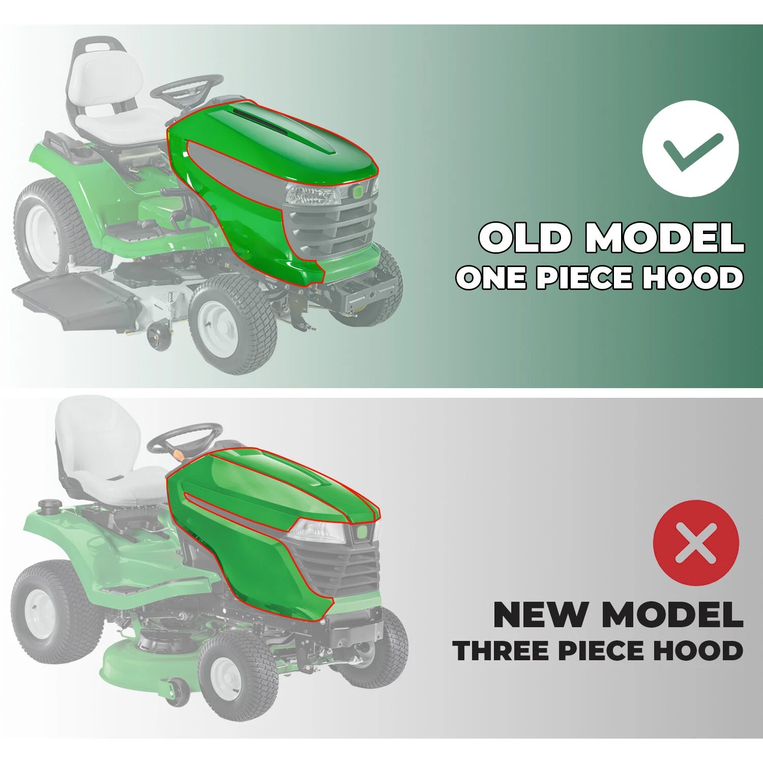 #M152326 For John Deere Tractors X500 X520 X534 X540 Lawn Mower Front Hood