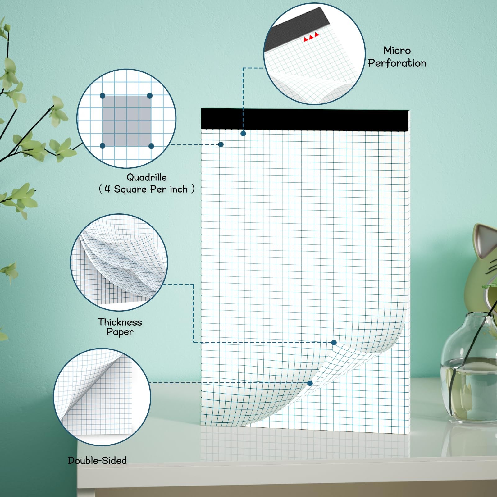 11×17 Graph Paper Pad – 30 Sheets 4×4 Grid for Engineers & Designers