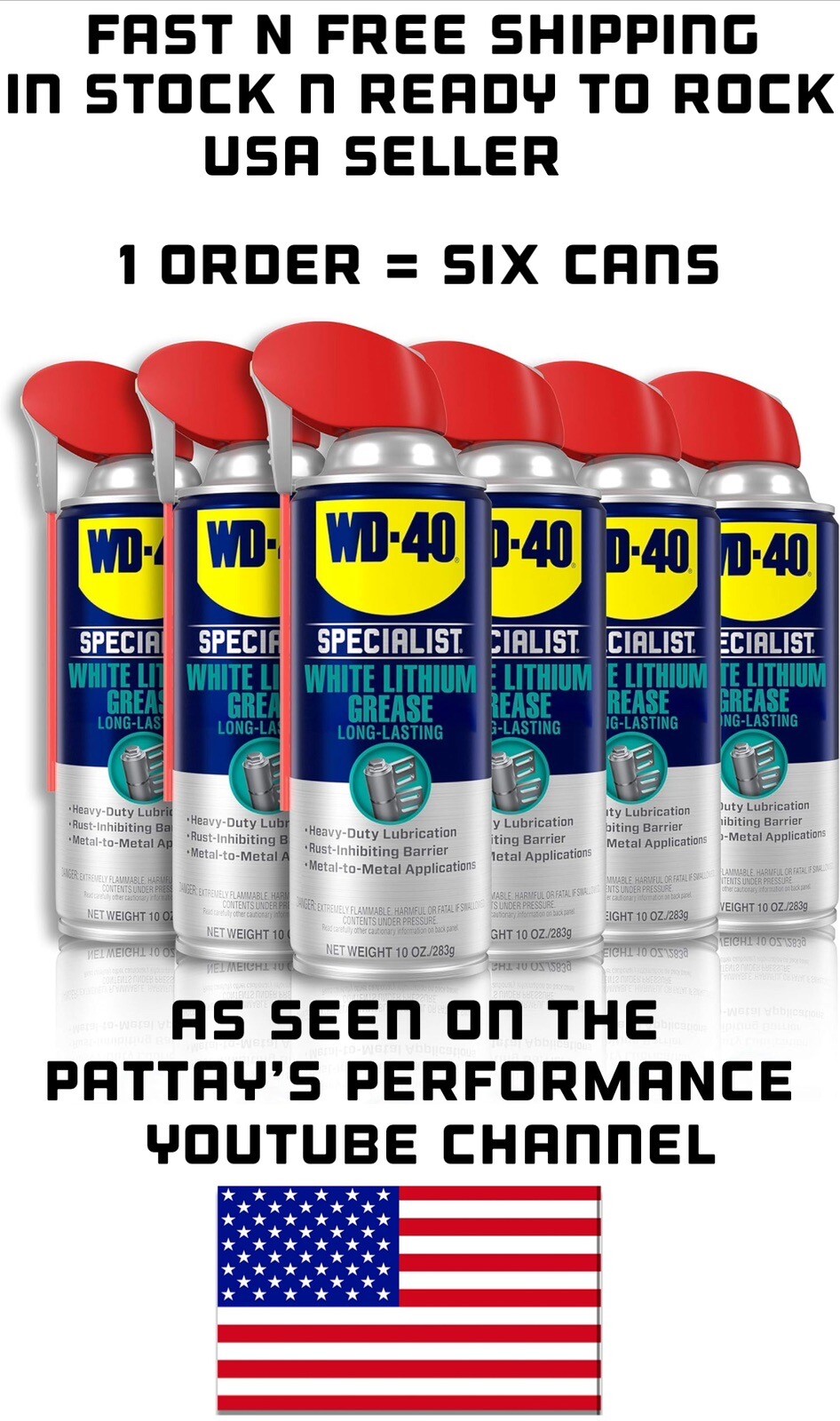 6 Pack WD-40 White Lithium Grease Spray W SMART STRAW SPRAYS 2 WAYS 10 OZ Cans