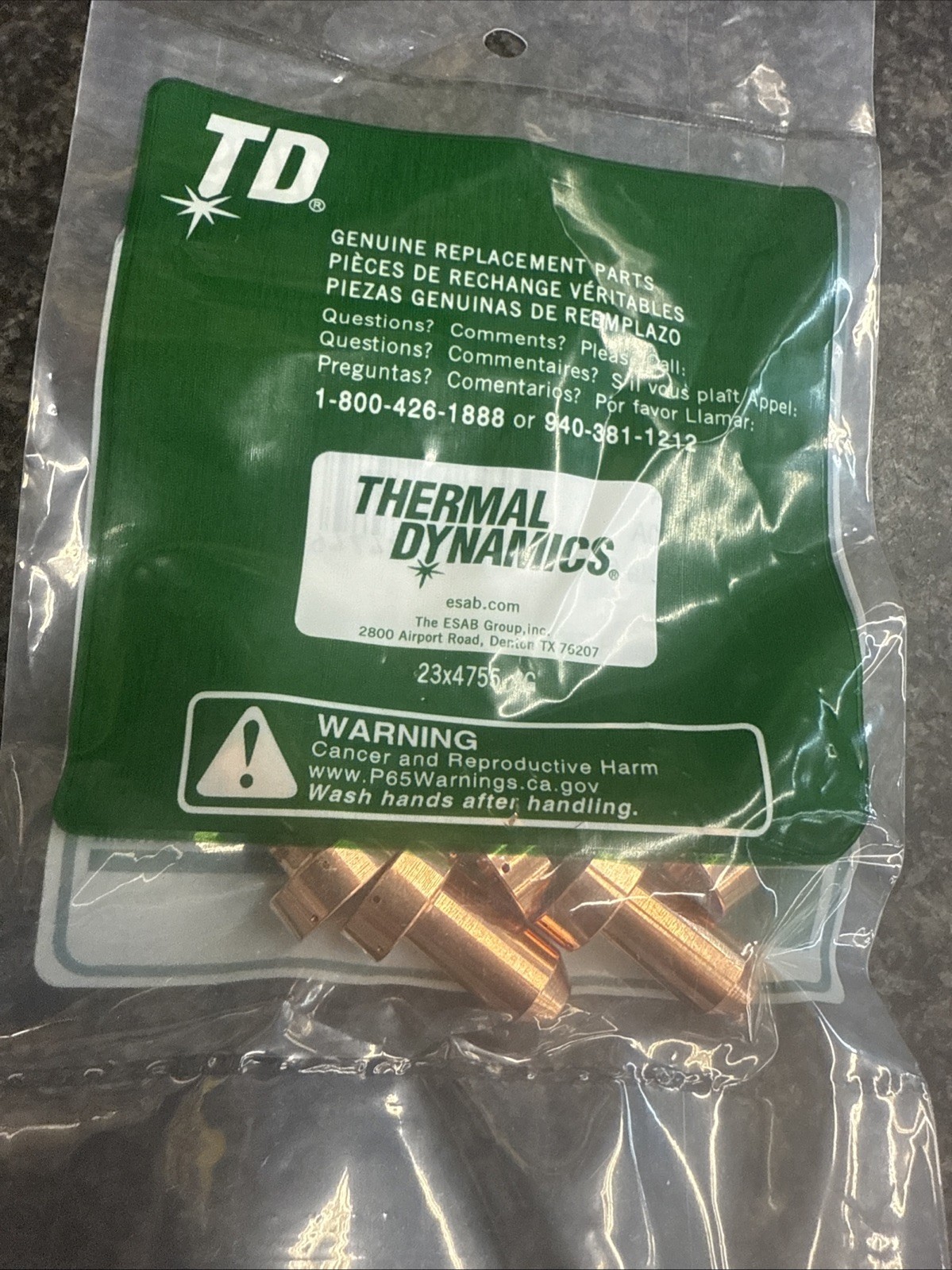 5pk Genuine Victor Thermal Dynamics 9-8210 plasma cutter tips 60A