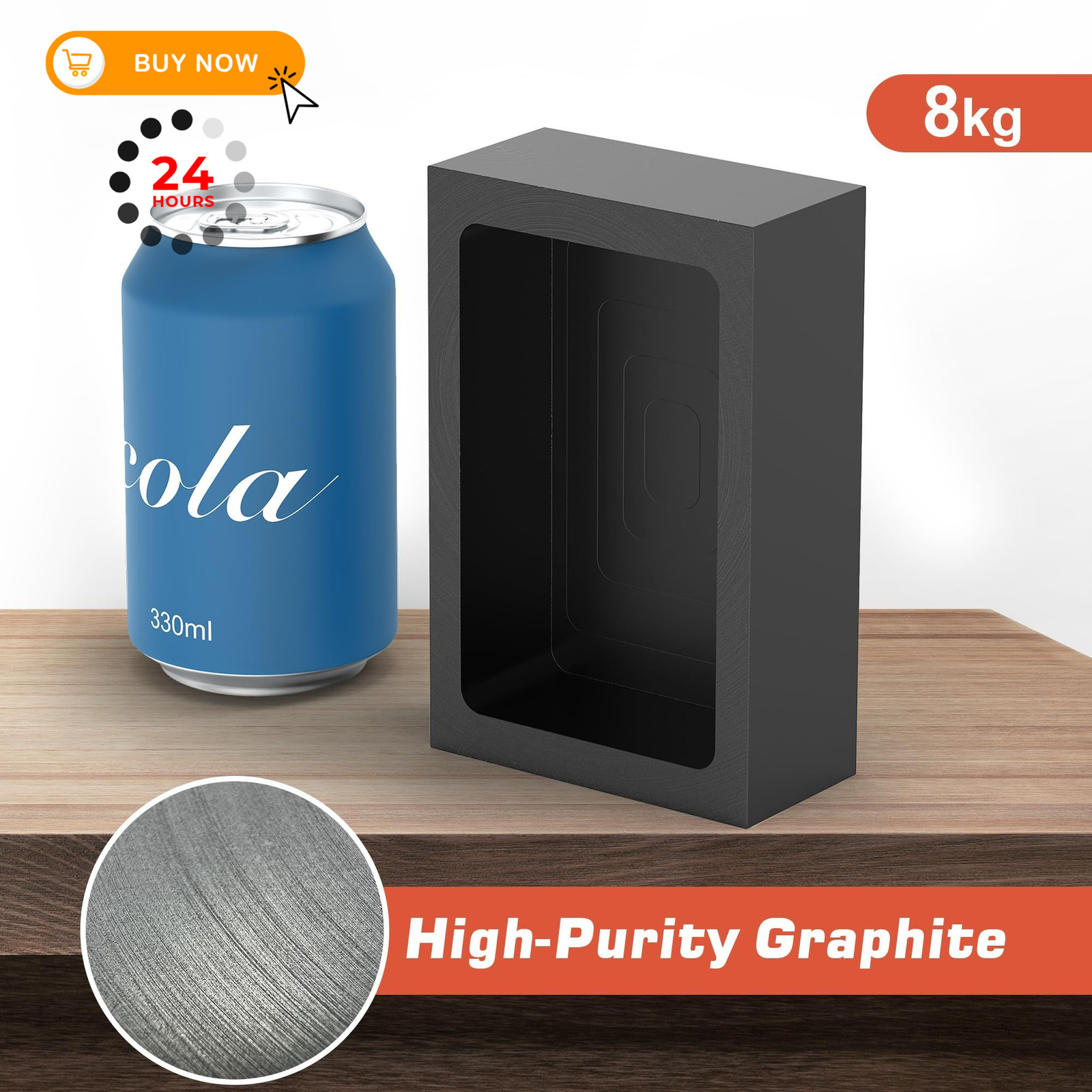 Nelyrho 1 Piece 8kg Graphite Ingot Mold for Casting Gold 8kg-1 piece, black