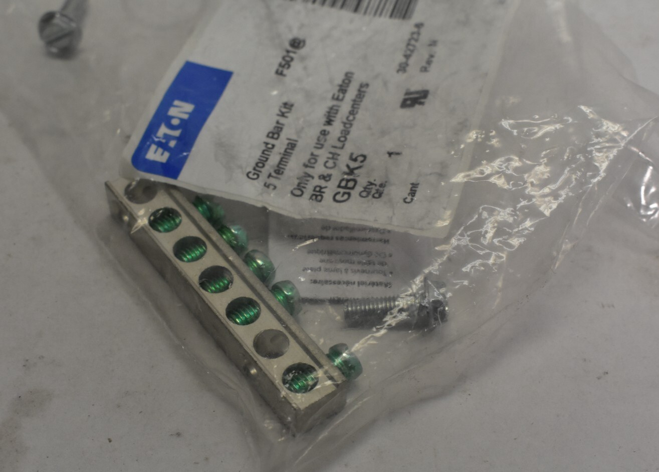 Eaton Cutler Hammer GBK5 Ground Bar Kit 5 Terminal For BR & CH Load Centers