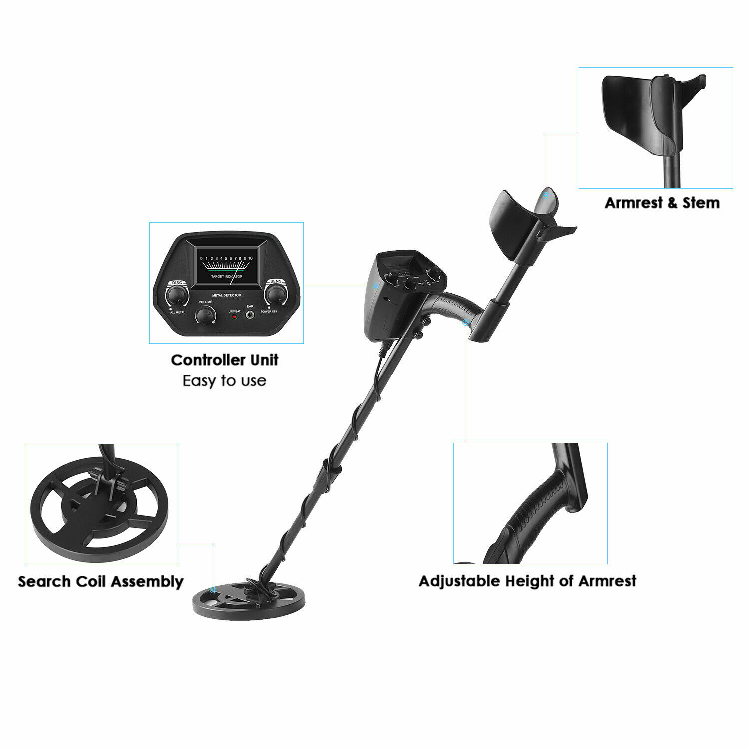 GTX5030 Metal Detector Deep Sensitive Search Gold Digger Hunter Waterproof 44in.