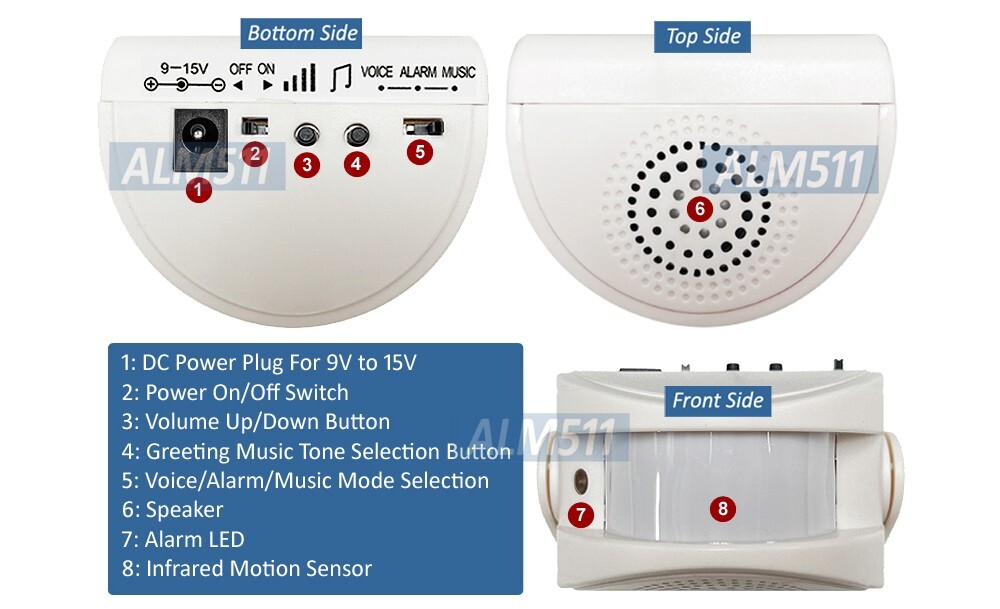Wireless Solar Motion Alarm Sytem With IR Remote + 130dB Loud Siren Sound