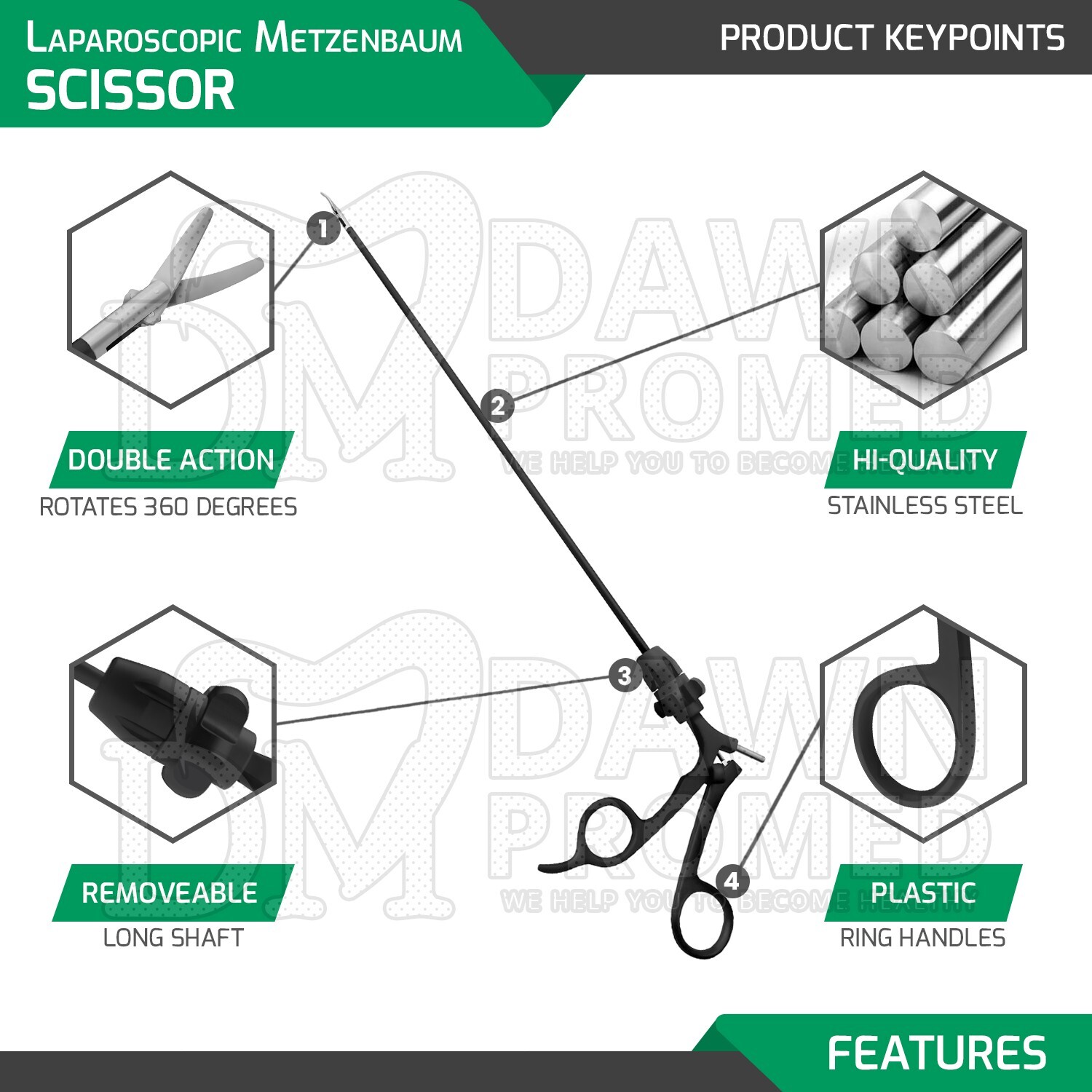 Laparoscopic Metzenbaum Scissor Laparoscopy Forceps Surgical Medical Instrument