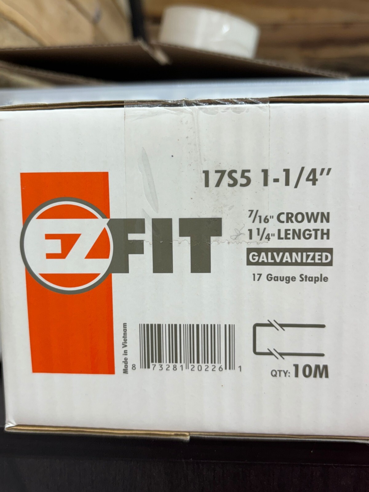 EZ-Fit 17S5 7/16″ Crown x 1 1/4″ Length Galvanized 17 Gauge Staple (10,000ct)