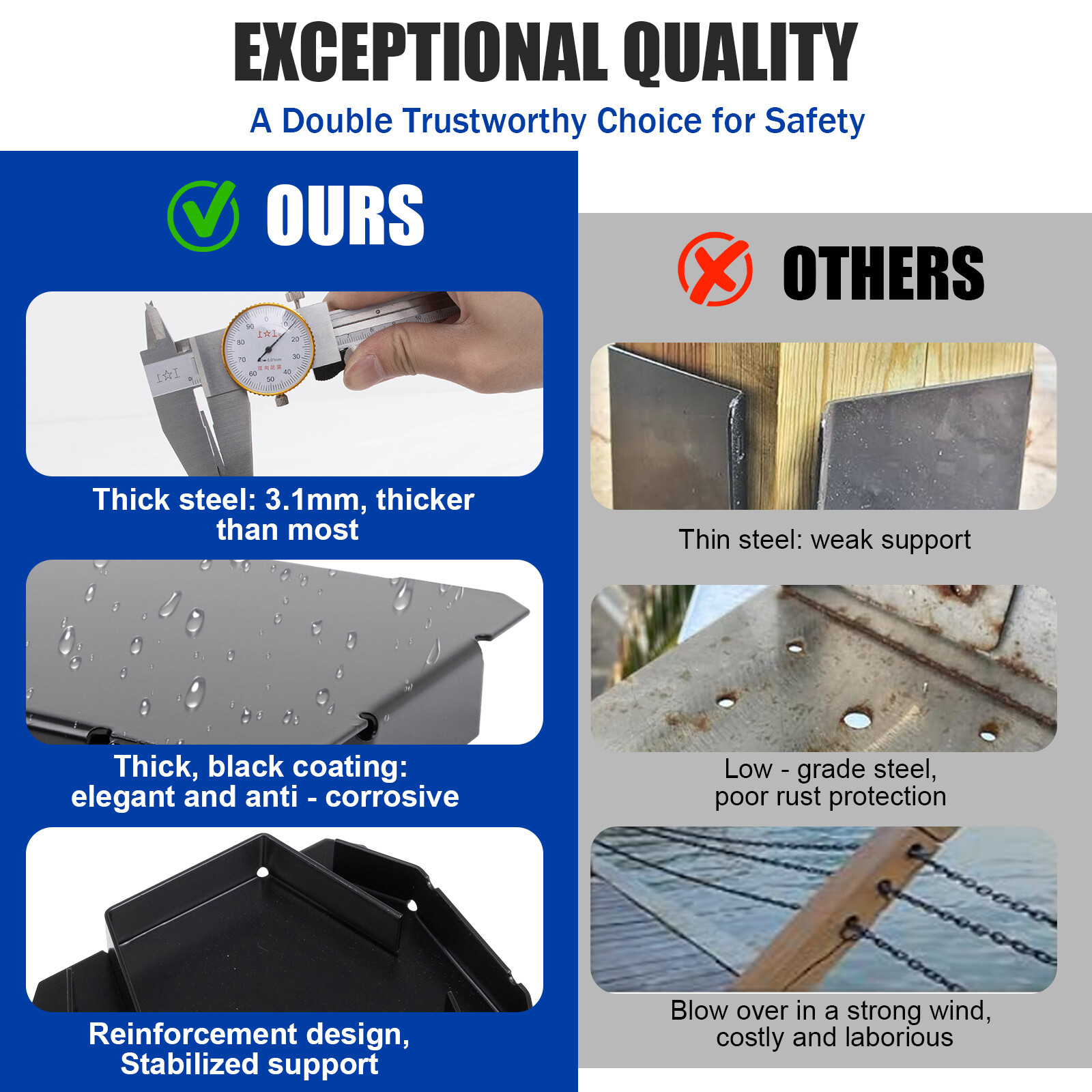 New 2-Pack 10×10 Post Base for Concrete with 1-Inch Standoff Pergola Bracket Kit