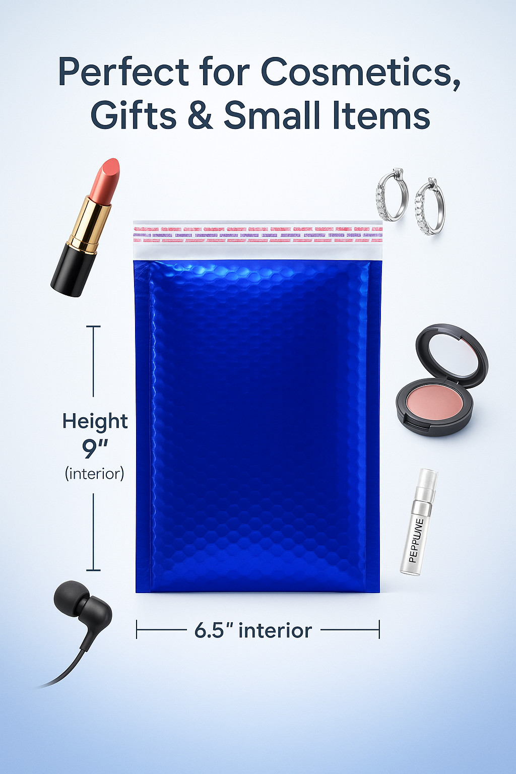 Glamour Blue Bubble Mailers #0 6.5×9 Foil Padded Envelopes Peel Seal