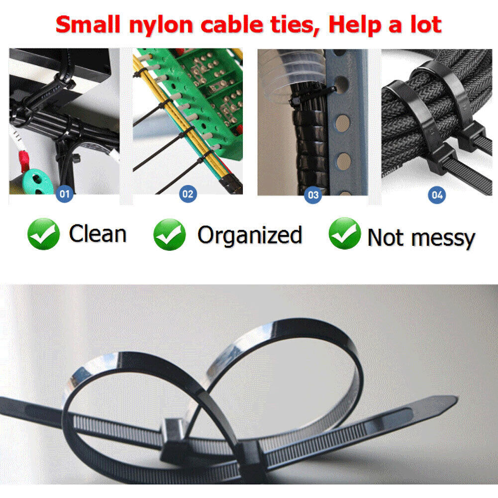 (24″ INCH) 10 – 20 PACK BLACK CABLE ZIP TIES Heavy Duty UV Resistant Nylon 66 UL