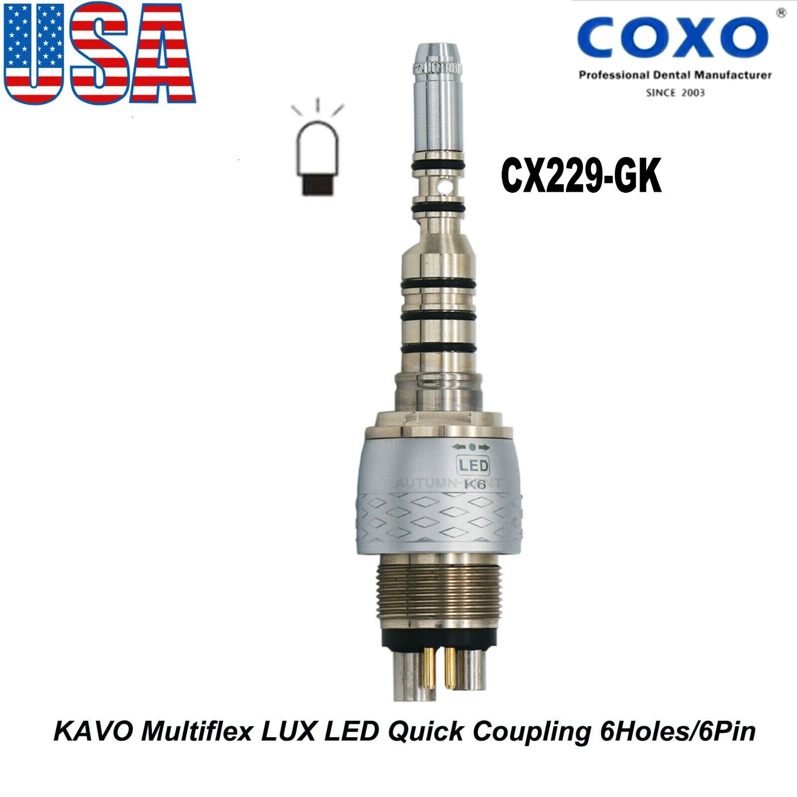 US COXO Dental Fiber Optic Handpiece High Speed Turbine For Kavo NSK Coupler