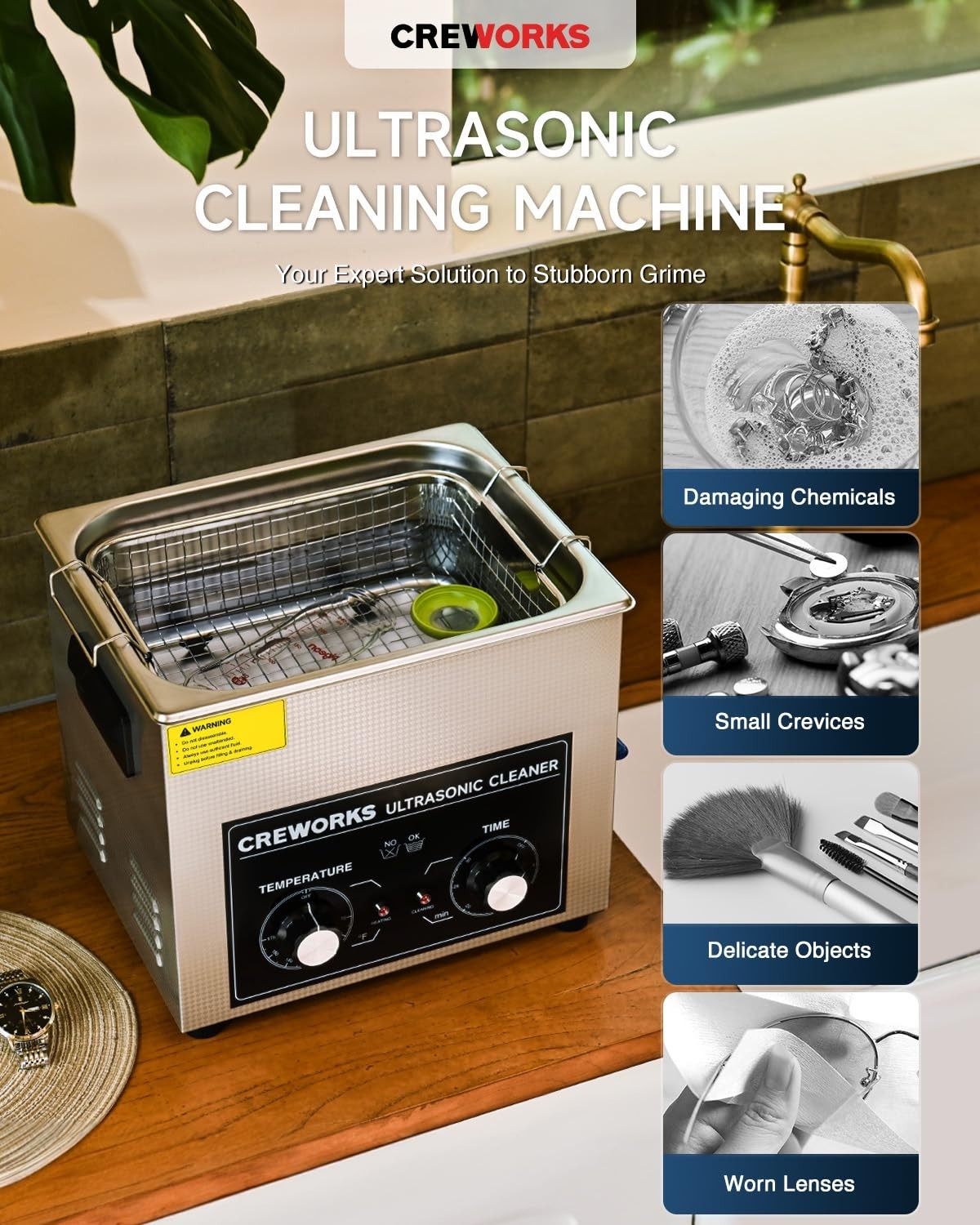 0L Ultrasound Cleaning Machine with Heater and Timer, 240W Stainless Steel Ul…
