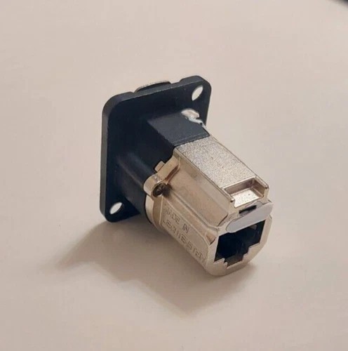 NEUTRIK NE8FDX-P6-B Black CAT 6A RJ45 Connector Straight Chassis Mount feed-thru