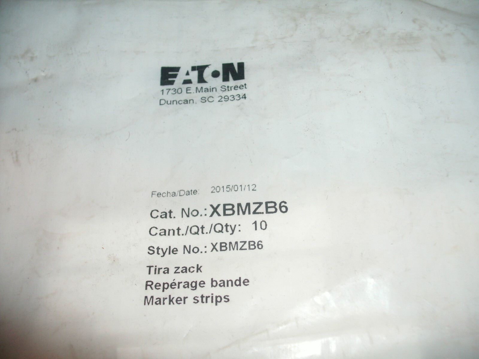 BAG OF 10 EATON XBMZB6 UNPRINTED MARKER STRIP – 3 AVAILABLE