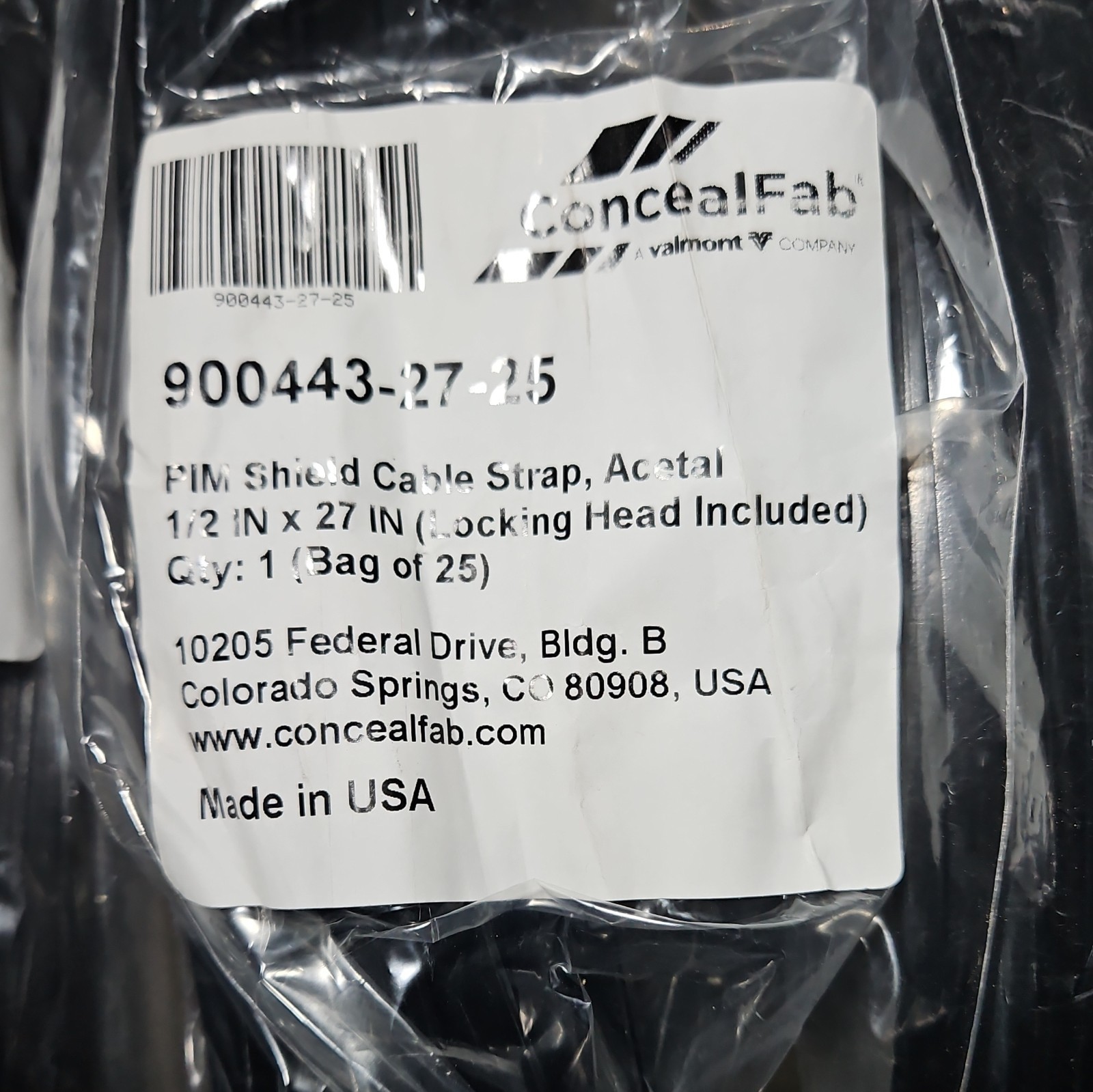 ConcealFab Cable Strap Acetal 1/2″ x 27″ Black Locking Head 50PK 900443-27-25