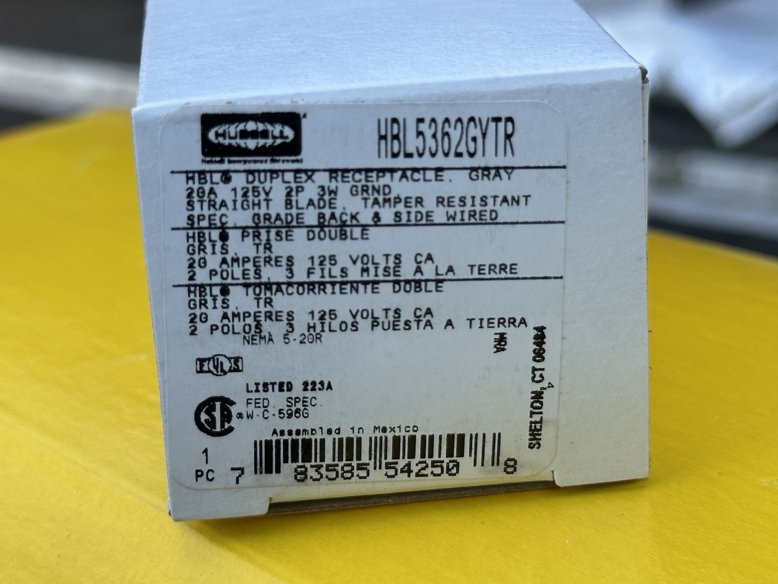 (10 Pack) Hubbell HBL 5362 GYTR Duplex Receptacle 125V 20A, 2-Pole/3-Wire