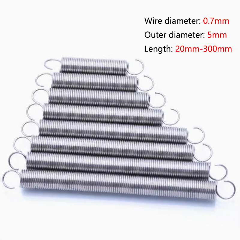 0.7x5x20mm to 0.7x5x300mm 304 Stainless Steel Big Small Tension Springs 5mm OD