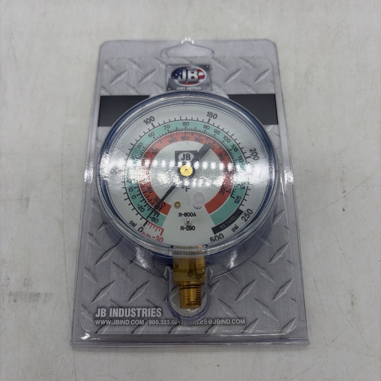 Jb Industries M2-825 Gauge, 3-1/8 In Dia, High Side, Red, 800 Psi
