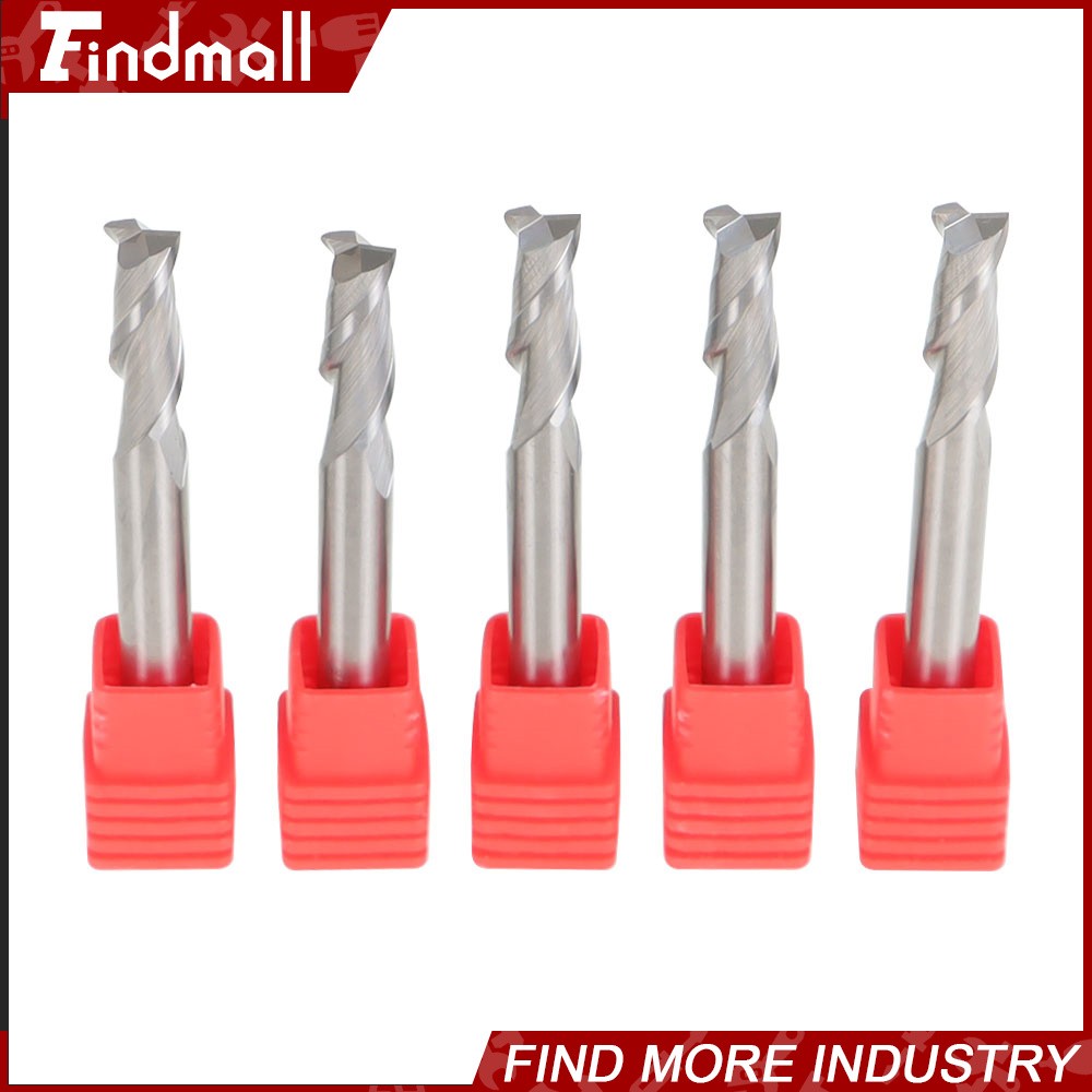 Findmall 5 PCS 1/4″ 2 FLUTE CARBIDE END MILL
