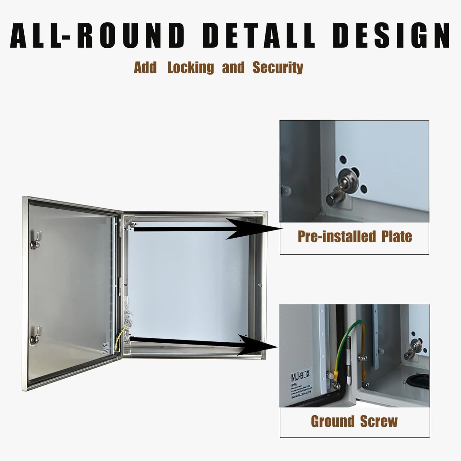 24×24×12″ 304SS Wall Mount Control Cabinet NEMA4X IP66 Corrosion Resistant Box