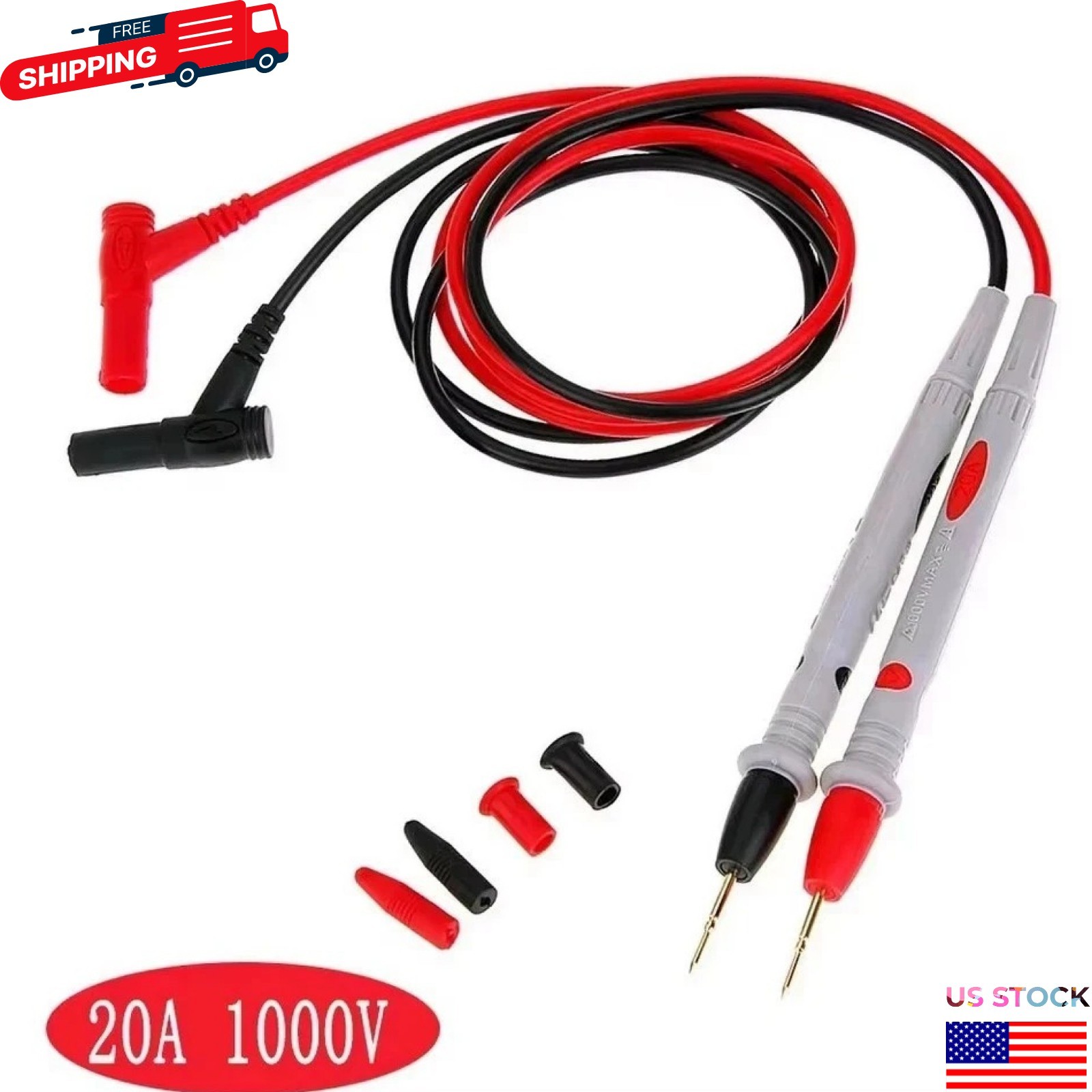 Multimeter Test Leads for Fluke Meter Electrical Alligator Clip Probes 1000V 20A