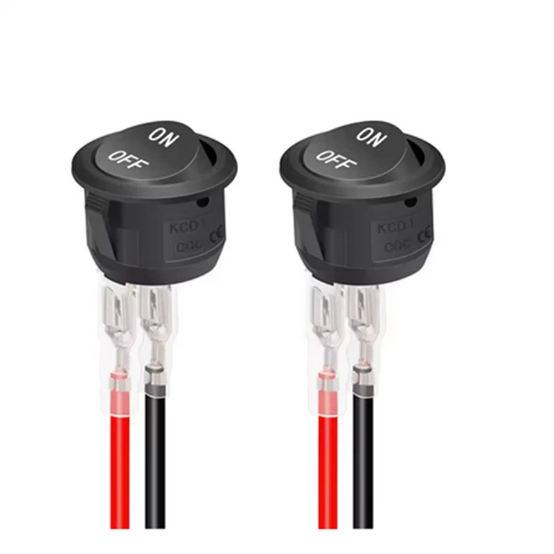 12V Round Rocker Switch SPST On/Off 2-Pin 6A/250V 10A/125V for Car Boat RV Black