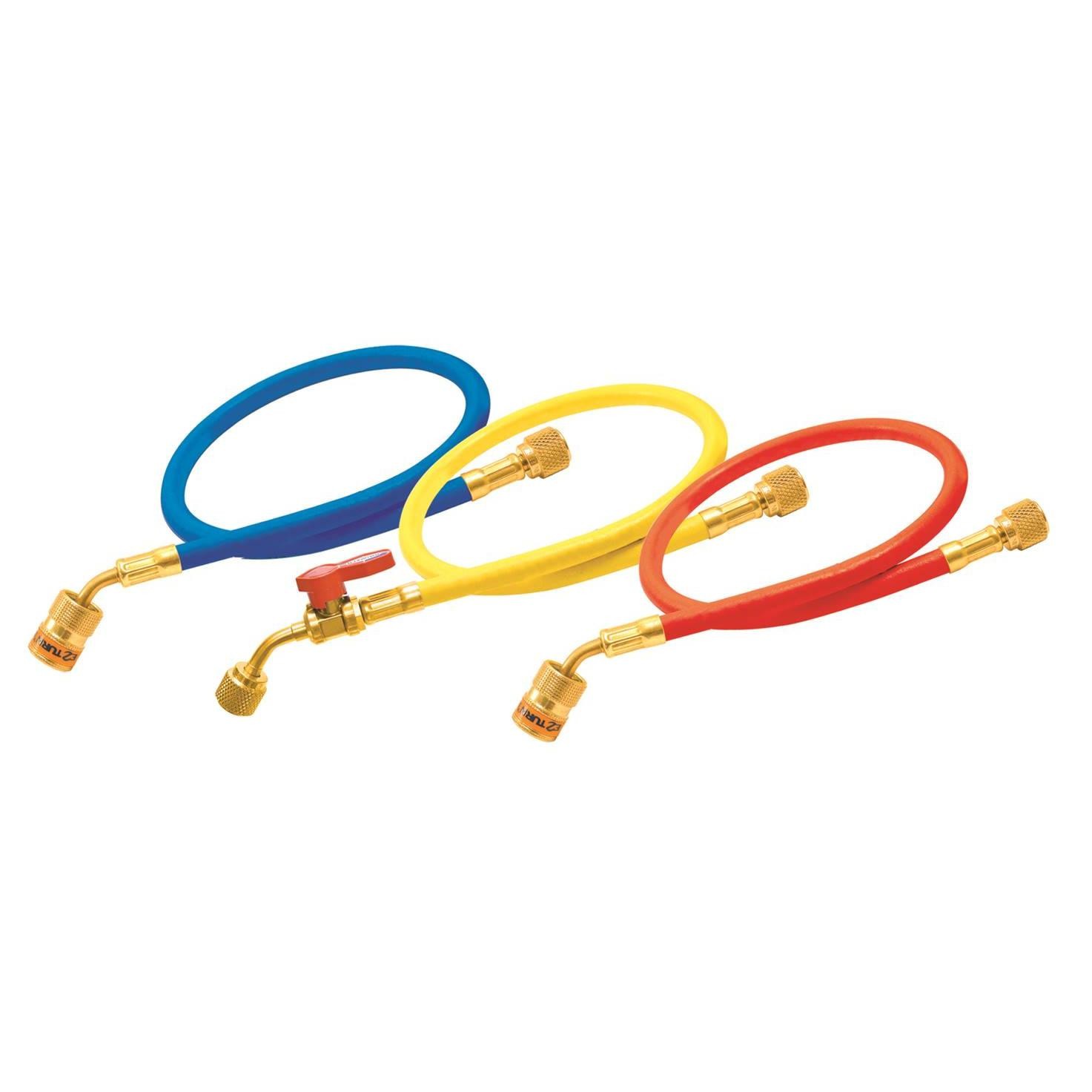 Uniweld EZ3HS Manifold Hoses 36in Red and Blue with EZ Turn Yellow with Ball Val