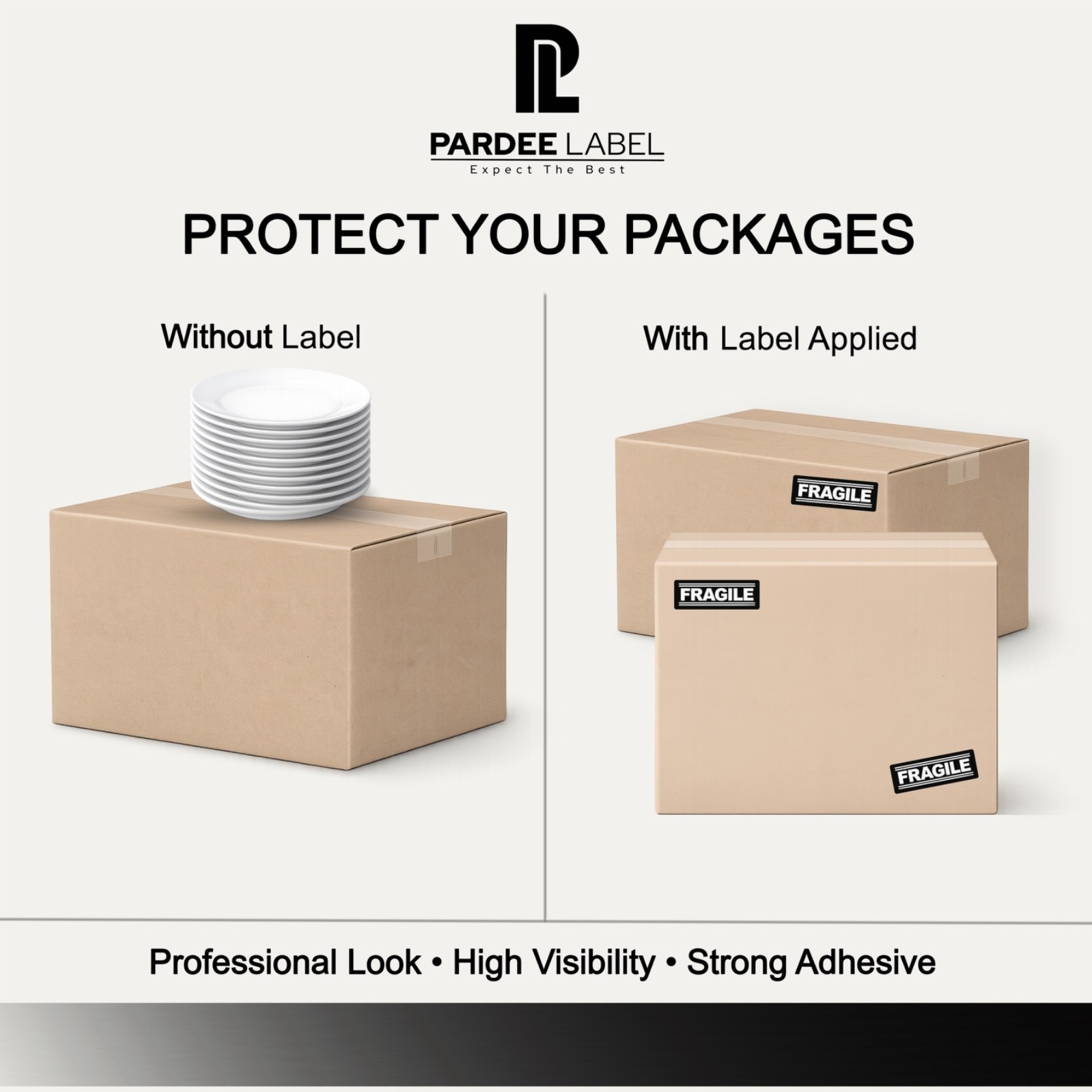 FRAGILE Warning Labels – Black Print | 1” x 3” | 250 Labels per Roll