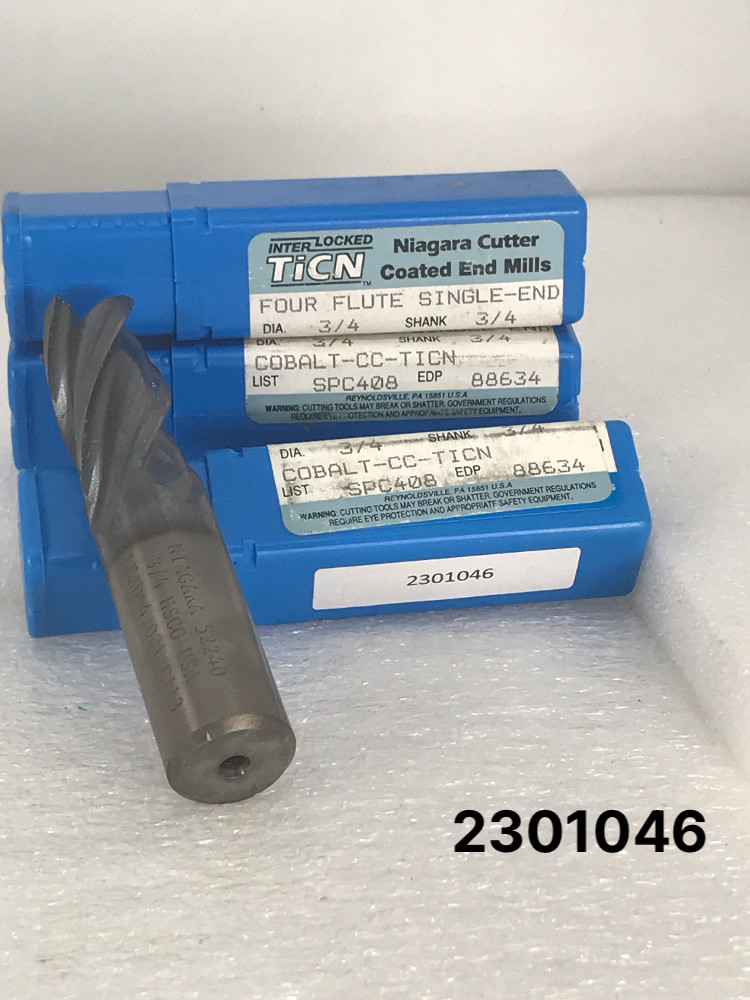 4 Flutes 3/4″ x 3/4″ x 1-5/8″ x 3-7/8″ Niagara Cutter HSS M-42 Square End Mill