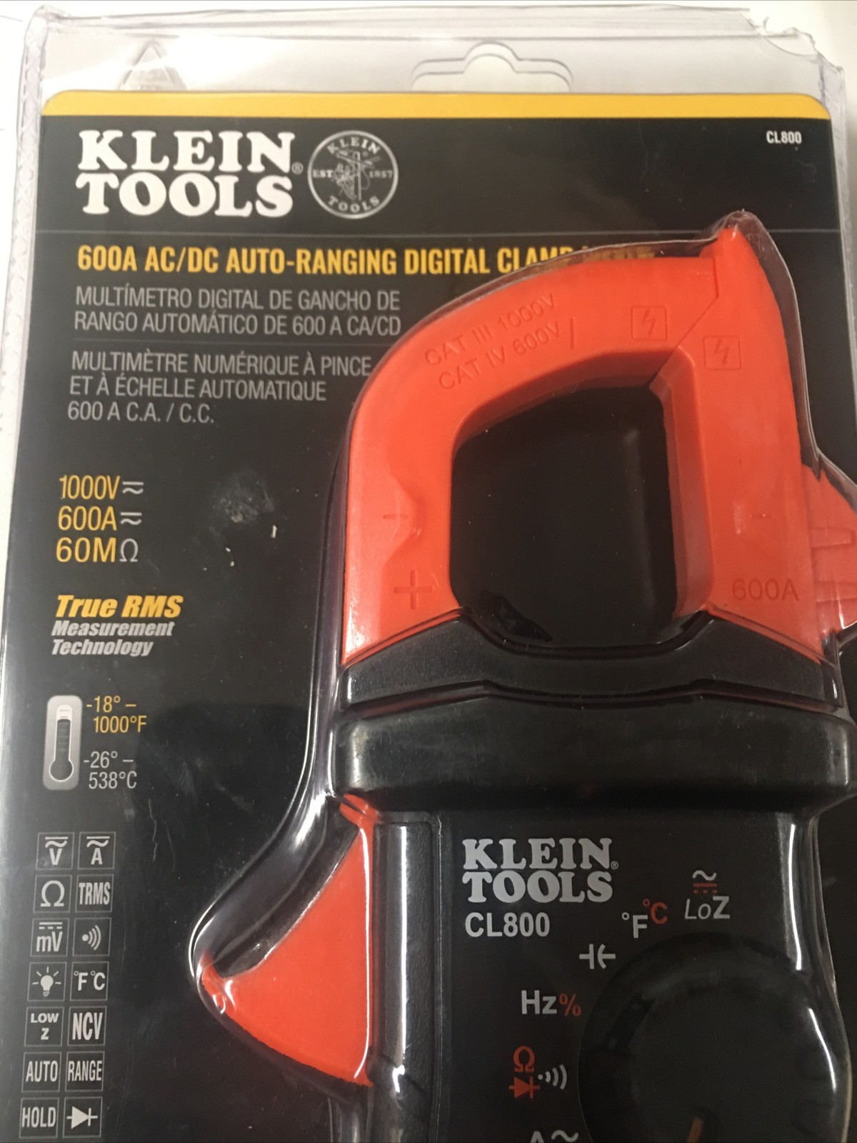 Klein Tools CL800 AC/DC True RMS Auto-Ranging Digital Clamp Meter