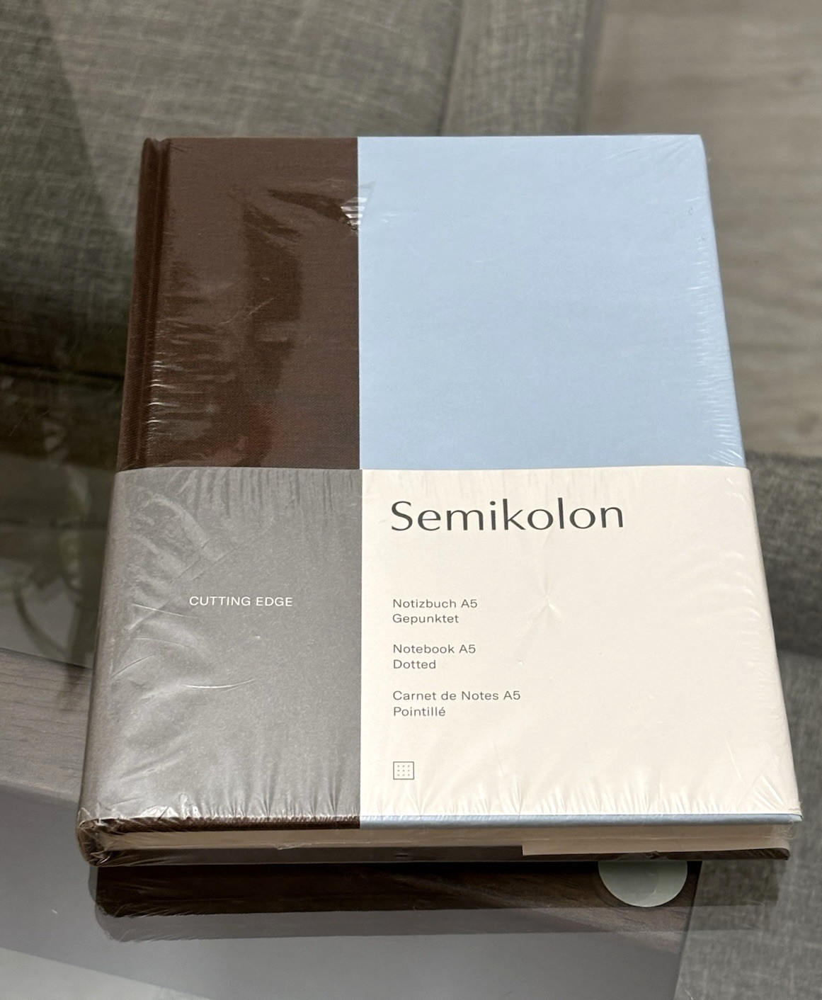 Semikolon Cutting Edge Notebook A5 Dotted – Pecan (Brown) / Ice (Blue) SEALED