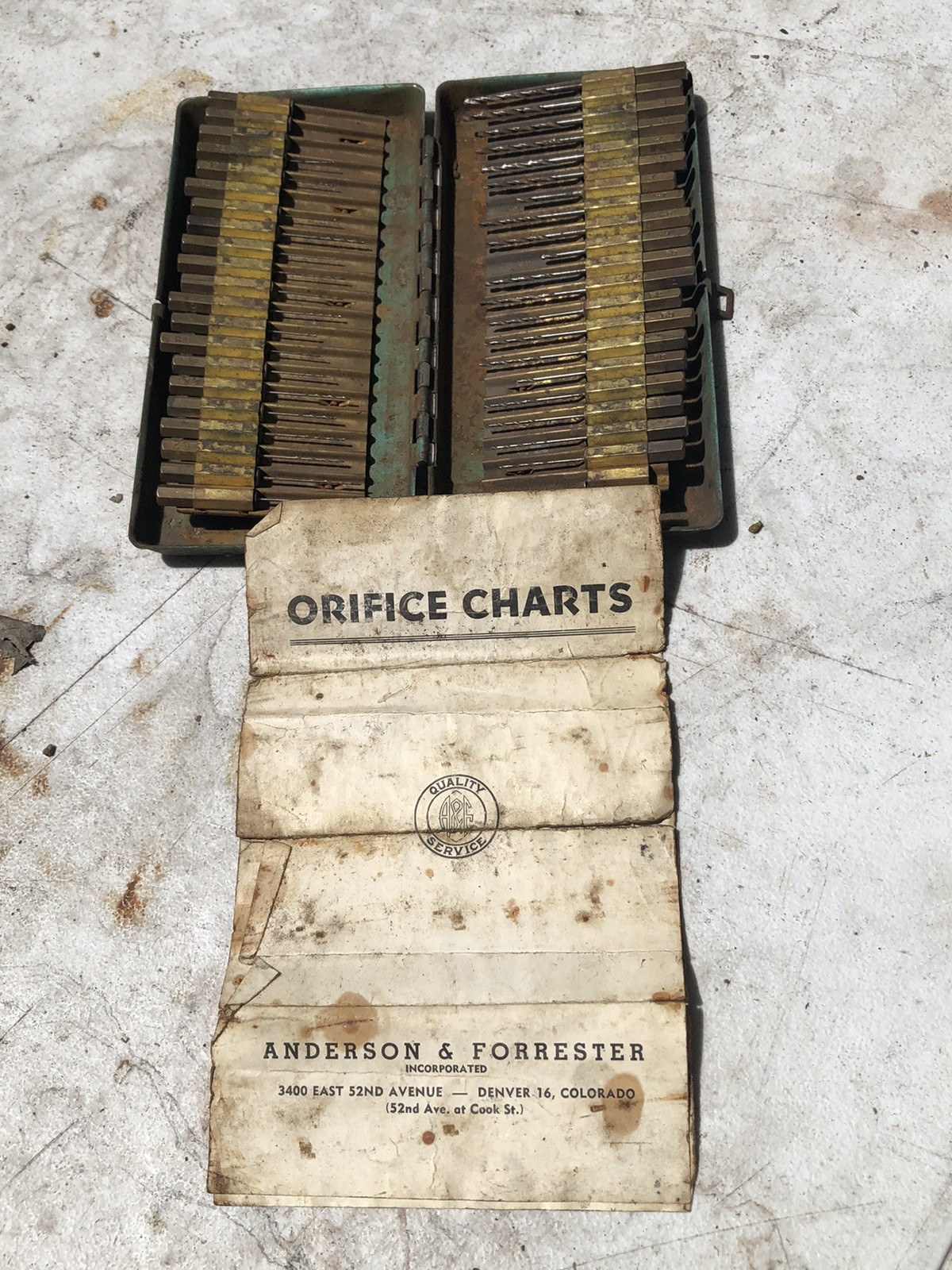 Anderson & Forrester Gauging Drill Kit Gas Orifice Original Case, Some Broke