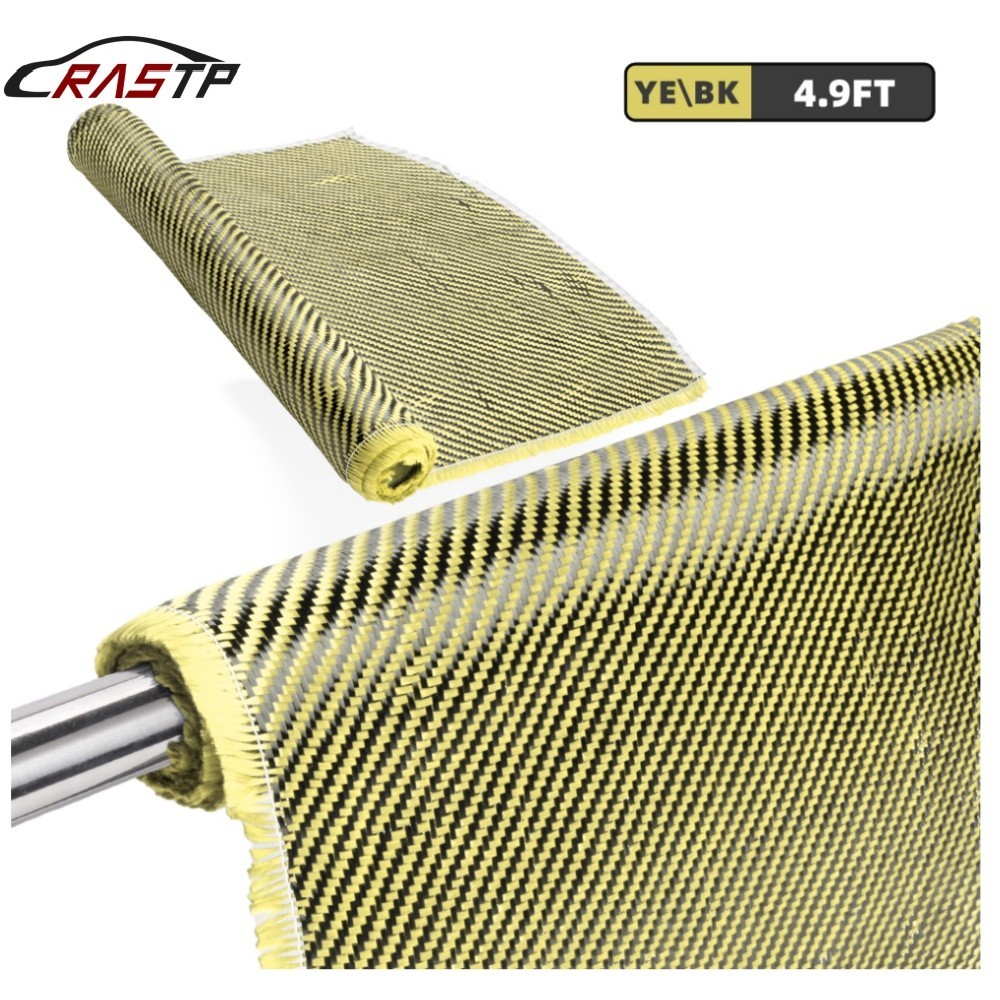 12″ x 4.9FT Twill Weave Black Yellow Carbon Fiber Fabric Cloth (3K, 9oz,12″x59″)