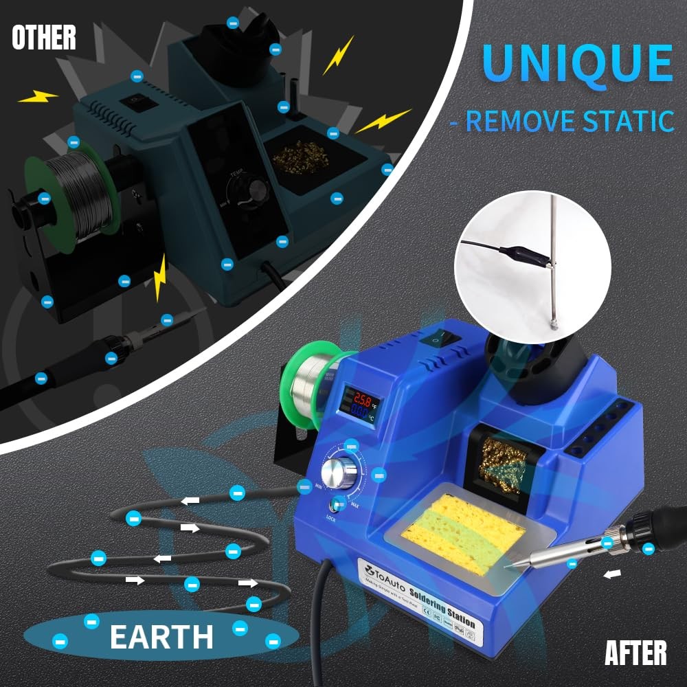 TOAUTO DS90 Soldering Station-°F & °C Dual Digital Display Soldering Iron Statio