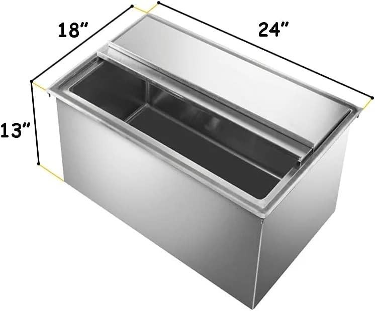18 in. x 24 in. Stainless Steel Drop-In Ice Bin with Sliding Cover NSF | Drop In