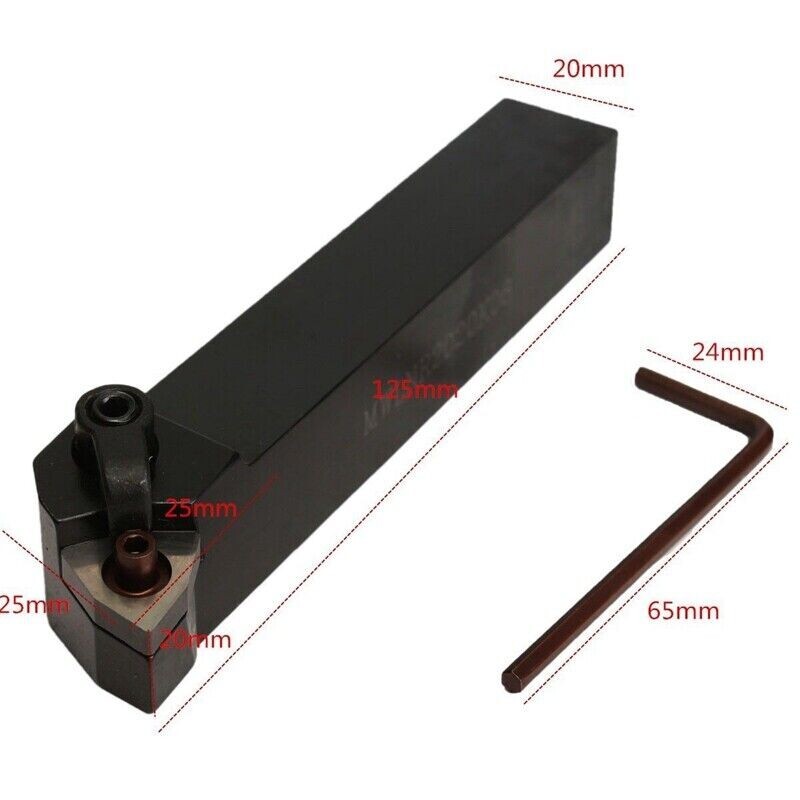 Set of 20mm Lathe Turning Tool Holder MWLNR2020K08 + 10 WNMG0804 Carbide Inserts