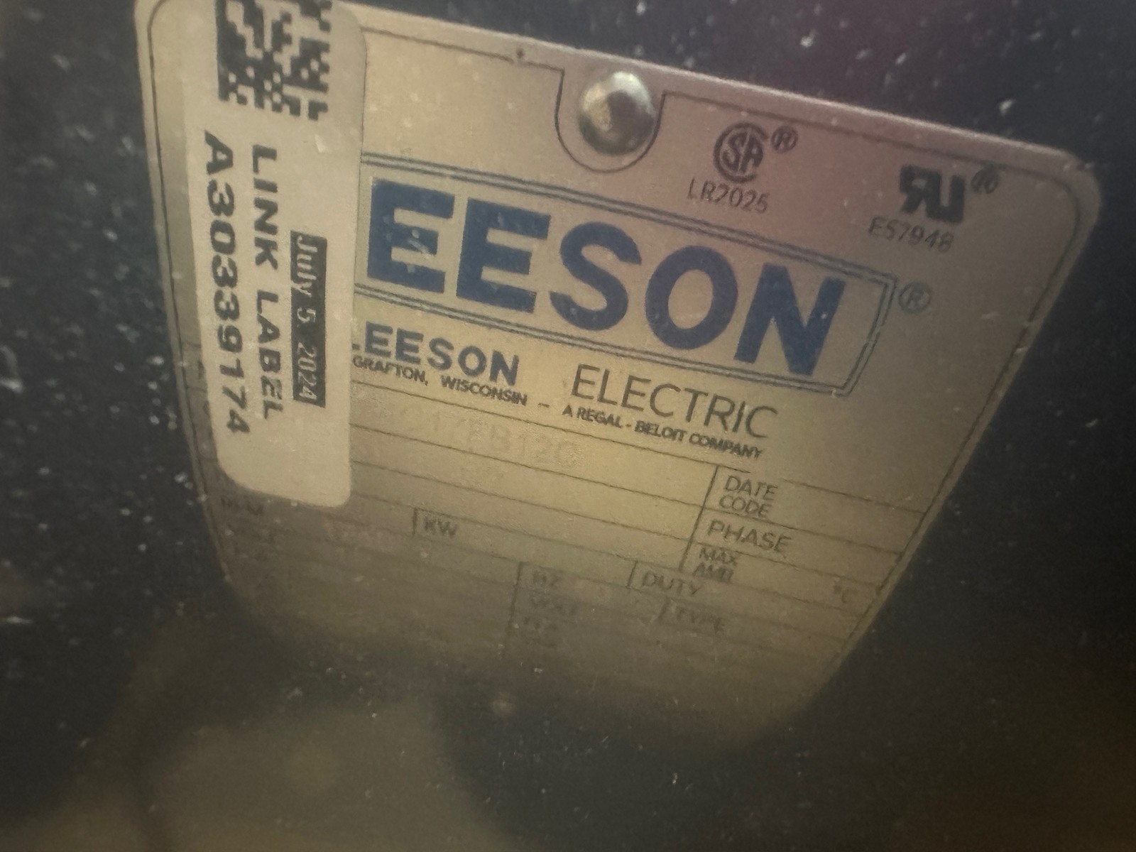 Leeson General Purpose Motor 131533.00 3HP 1740RPM 1Ph 115/208-230V 184T Frame