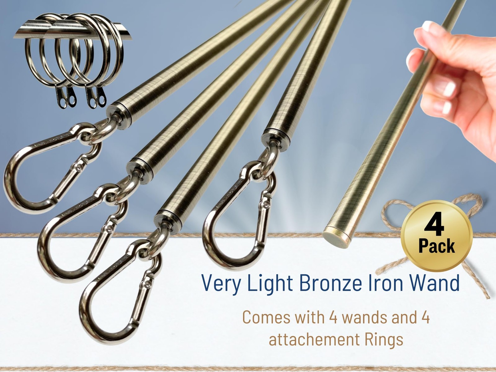 OooWow 36in 4 Pack Light Bronze Curtain Pull Wand Metal