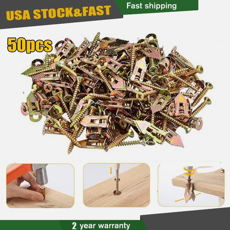 50PCS Self Drilling Drywall Anchors Screws Hollow Wall Anchor Expansion Kit