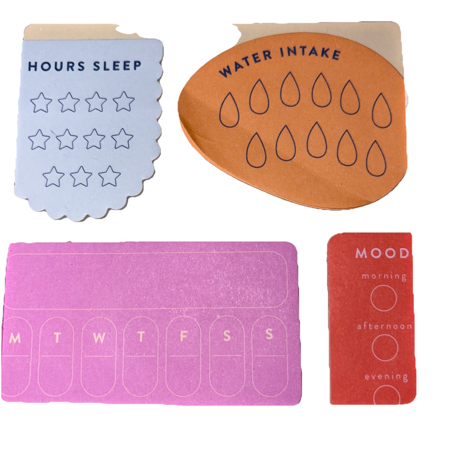 NEW Papier Wellness Sticky Note Set of 4 | Sleep Water Medication Mood Tracker