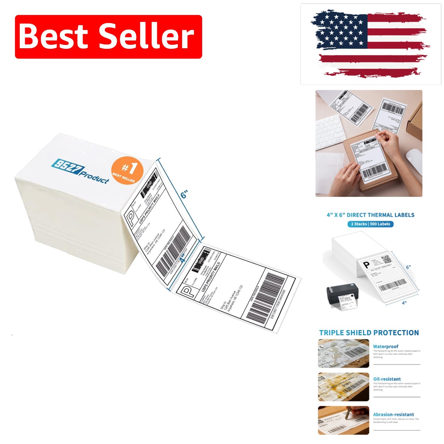 Fanfold 4 x 6 Direct Thermal Labels White Perforated Shipping Labels, 500pcs …