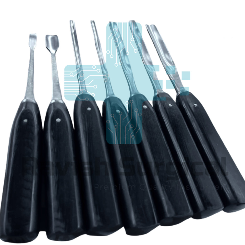 LEXER Gouge Curved and Straight with Teflon Handle 7 Pcs Set)Orthopedic Surgical