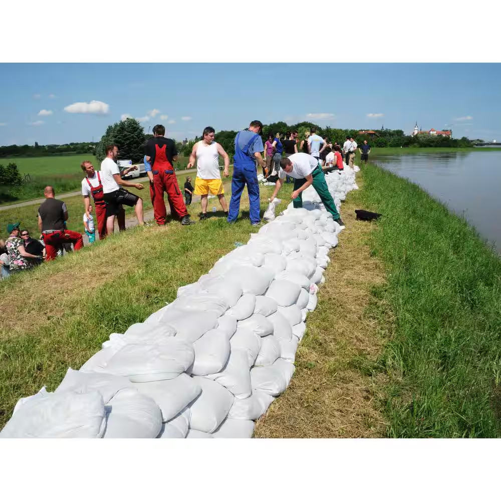 15 In. X 27 In. White Woven Sand Bags with Tie String (25-Pack)
