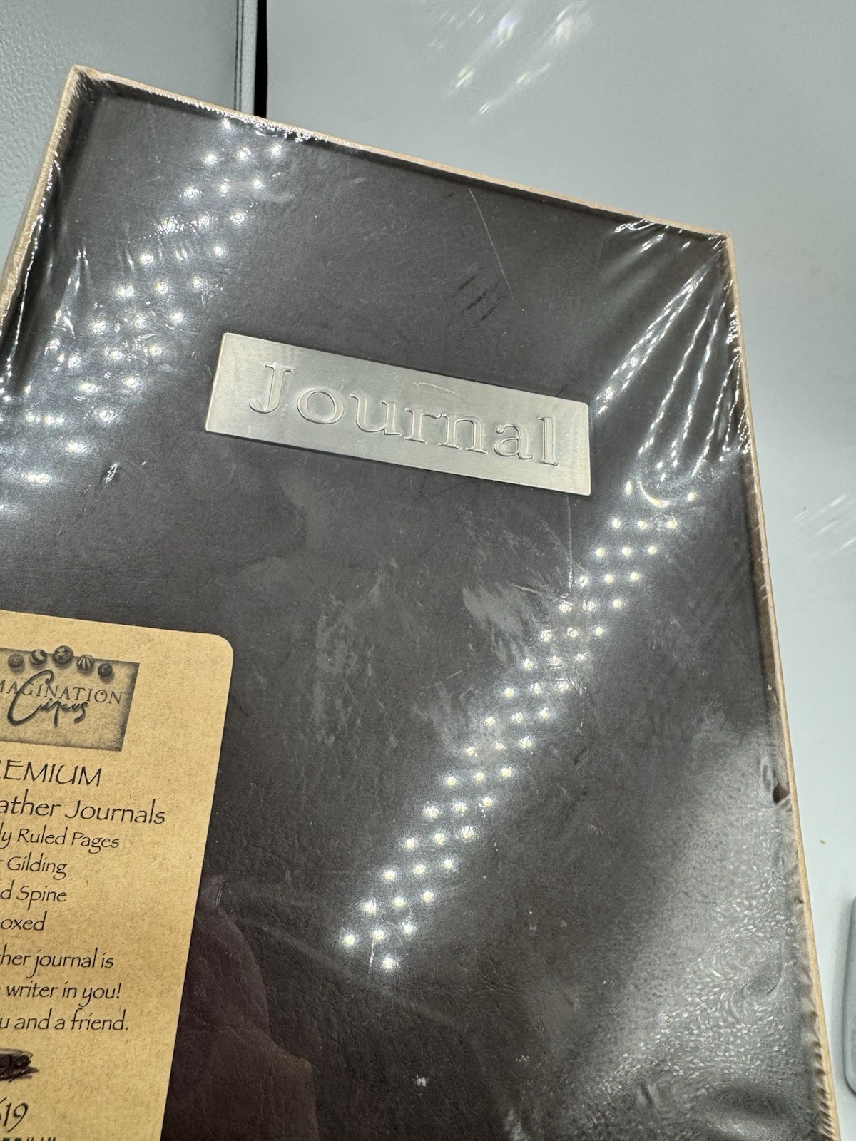 Premium Real LEATHER Journal NIB NRFB Silver Gilding Hubbed Spine Gift Boxed