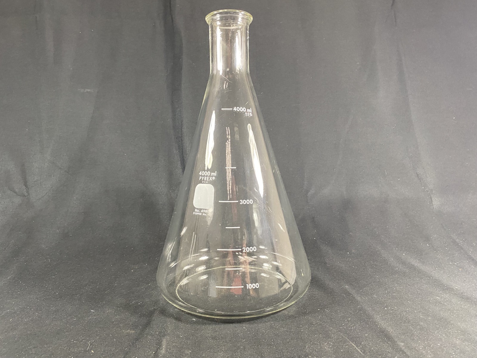 PYREX Glass 4000mL 4L Narrow Mouth Erlenmeyer Flask 4980-4L (1/Pk)