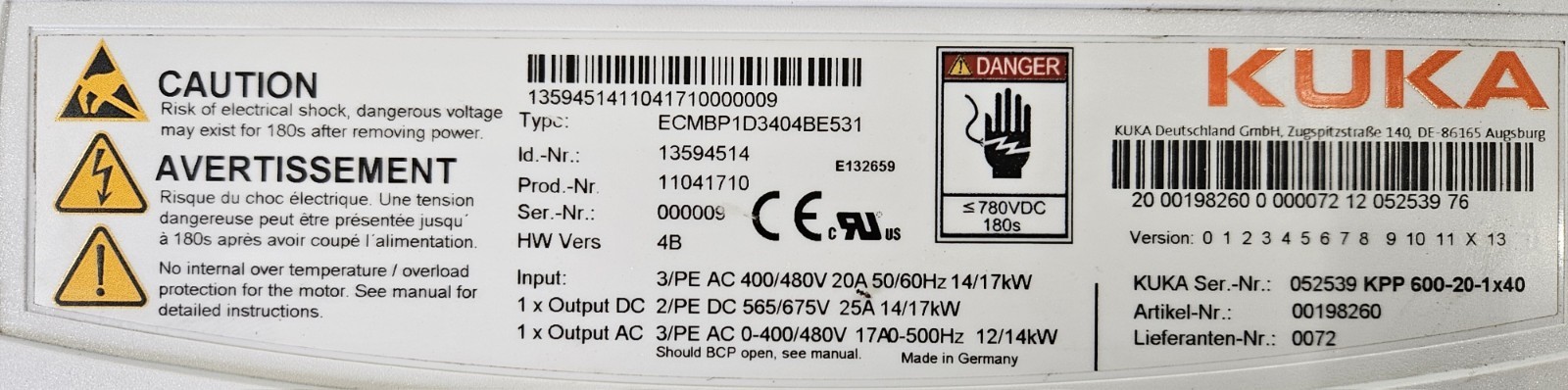 KUKA KPP 600-20-1×40 ECMBP1D3404BE531