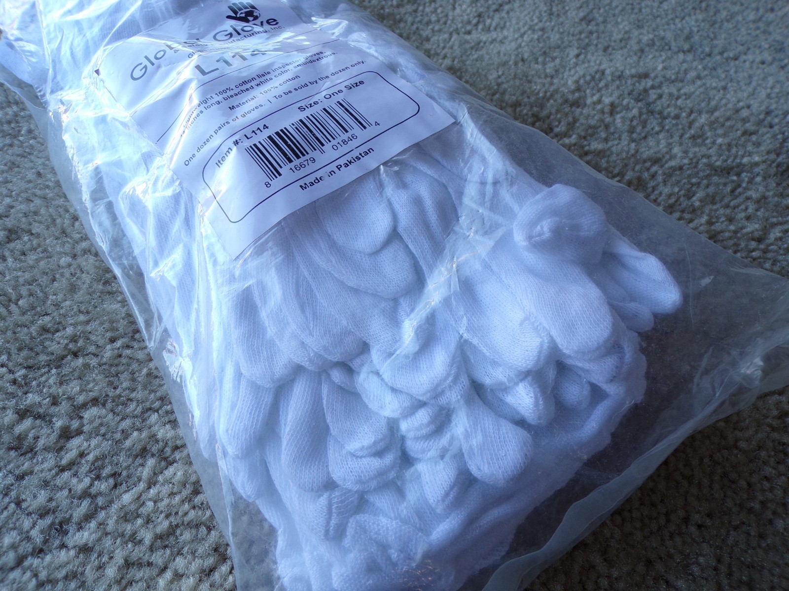 Global Glove L114 White Cotton Safety Gloves – 1 Dozen (12 Pairs) @d8