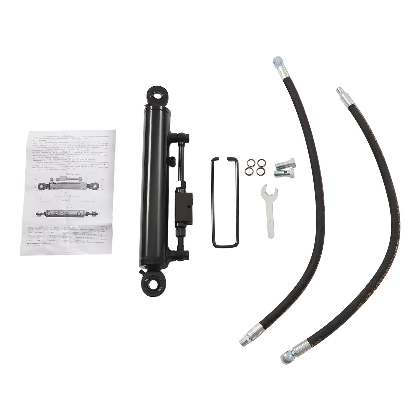 Hydraulic Top Link Cat. 1-1 with Locking Block 16 1/8- 22 7/16″ with 2* Hose