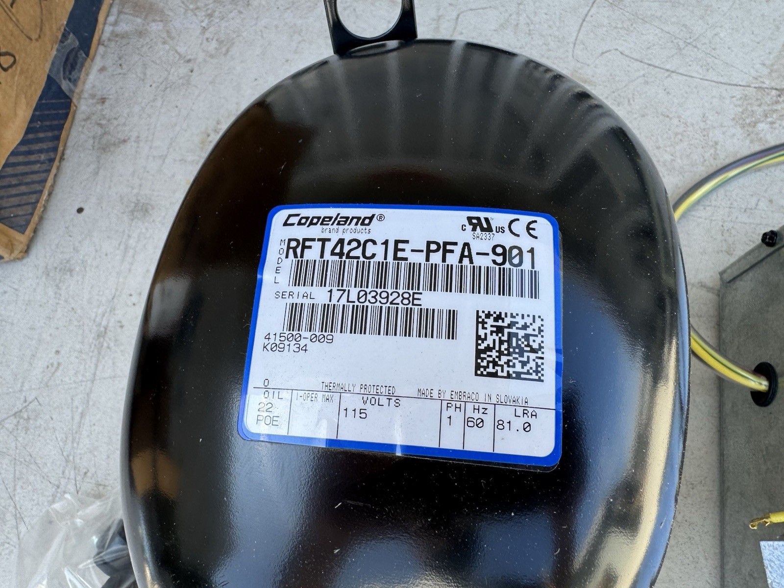 NEW Copeland RFT42C1E-PFA-901 R404A 115V Refrigeration Compressor