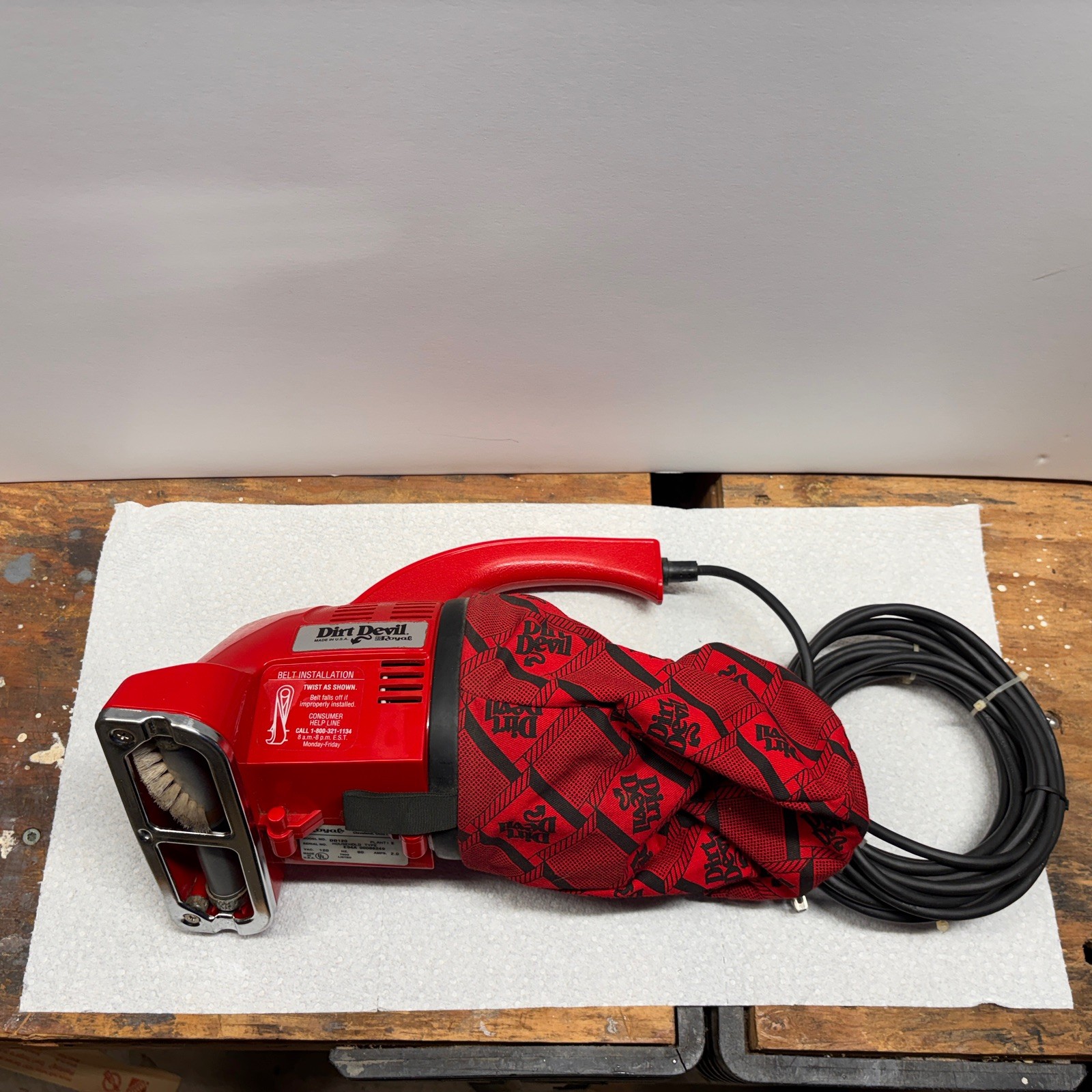 Dirt Devil Model DD120 Corded Electric Hand Vac 2 Amp Bagged Red Vacuum Cleaner